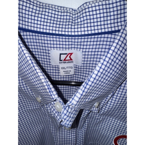 Cutter & Buck Chicago Cubs XXL Checkered Button Up Shirt Menswear - Picture 3 of 8